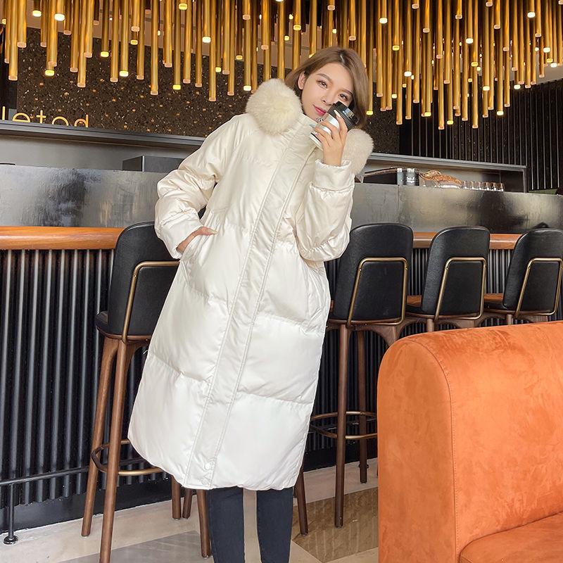 Down Jacket Ladies Winter Mid-length 90 White Duck Down Korean Thickened Net Red Jacket