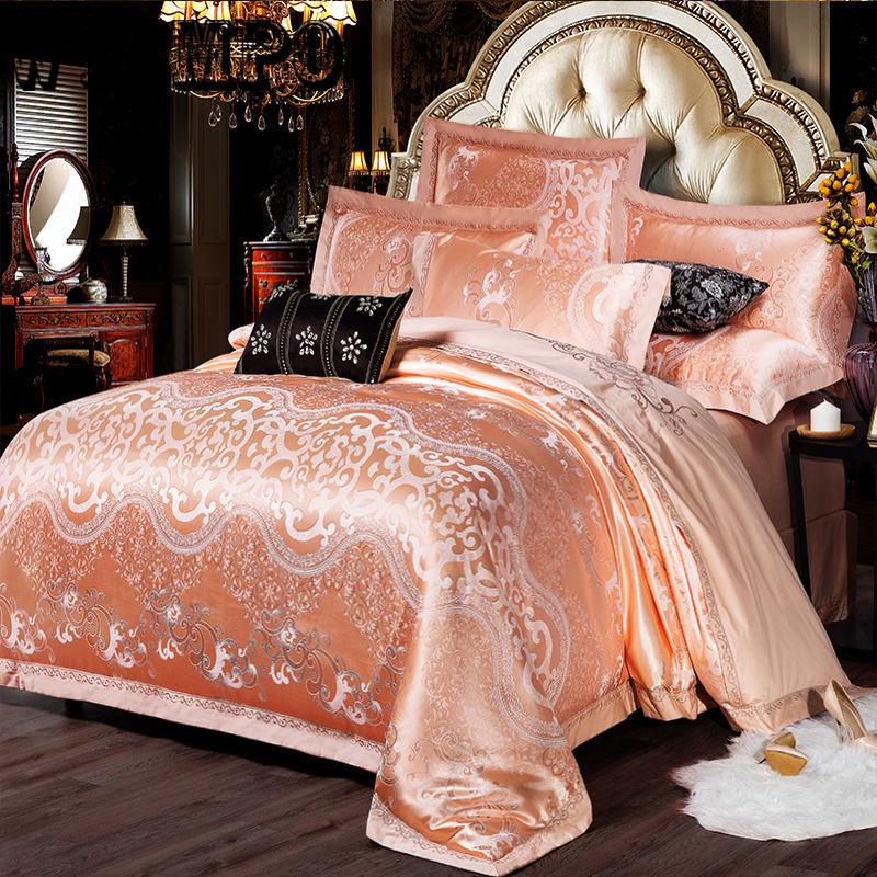 Jacquard cotton four-piece bedding quilt cover sheets pillowcase noble European embroidery