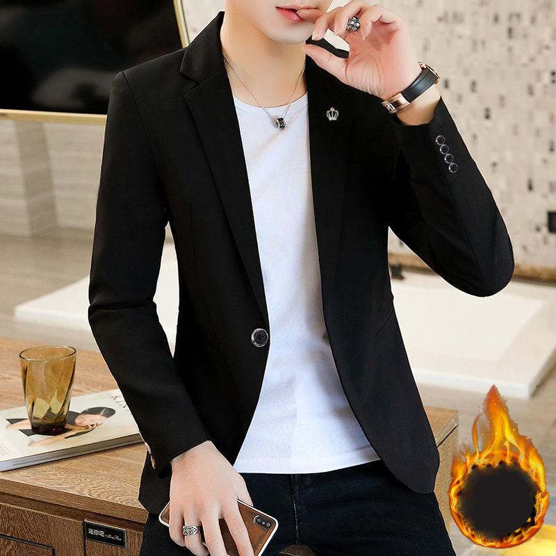 Men's Small Suit Autumn and Winter Casual Suits Plus Velvet Thickening Korean Style Trendy Single-shirt Tops Slim Men's Jackets