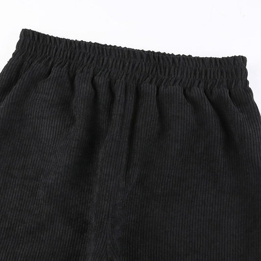Black Casual Corduroy High Waist Harem Pants Women Autumn Skinny Pocket Trousers Ladies Fashion Streetwear Joggers