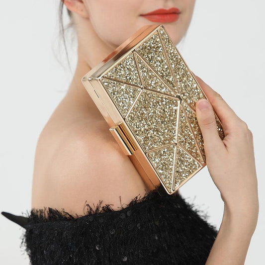 Elegance Luxury Women's Clutch Bag Shoulder Bag Ladies Smooth Box Bag Wedding Evening Banquet Bridal Rhinestones 2 belts