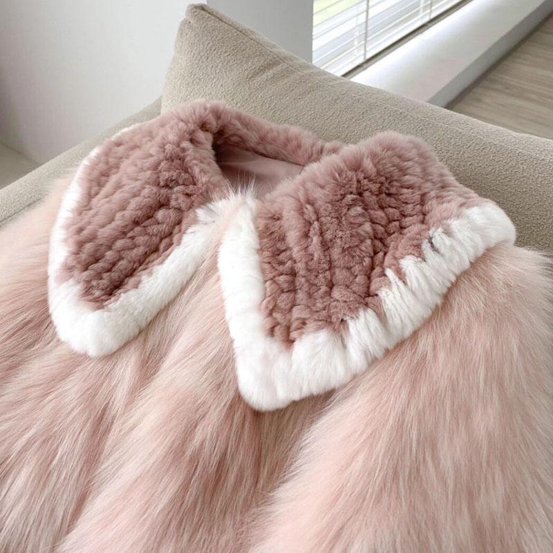 Large Size Pink Furry Coat Women's Short Winter Thickened Warm Furry Fox-like Fur Coat