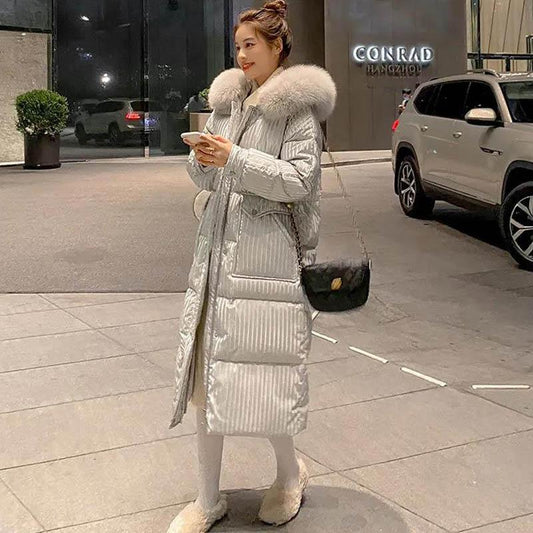 Hooded All-match Loose and Thin Fashion Casual Mid-length Cotton Coat Women's Autumn and Winter Temperament Long-sleeved Coat