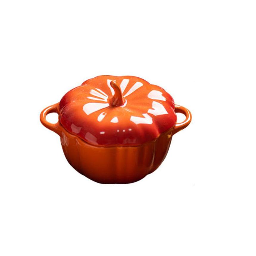 Nordic Creative Cute Pumpkin Soup with Coven Bowl Ceramic Rice Bowl Baking Tableware Dessert Soup Bowl Sprinkler Stew