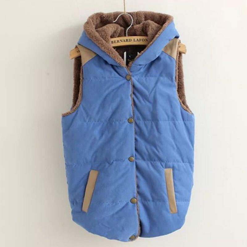 Women's Hooded Vest Korean Version Waistcoat Fashion Velvet Plus Size Vest Hood Winter Cotton Women's Clothing