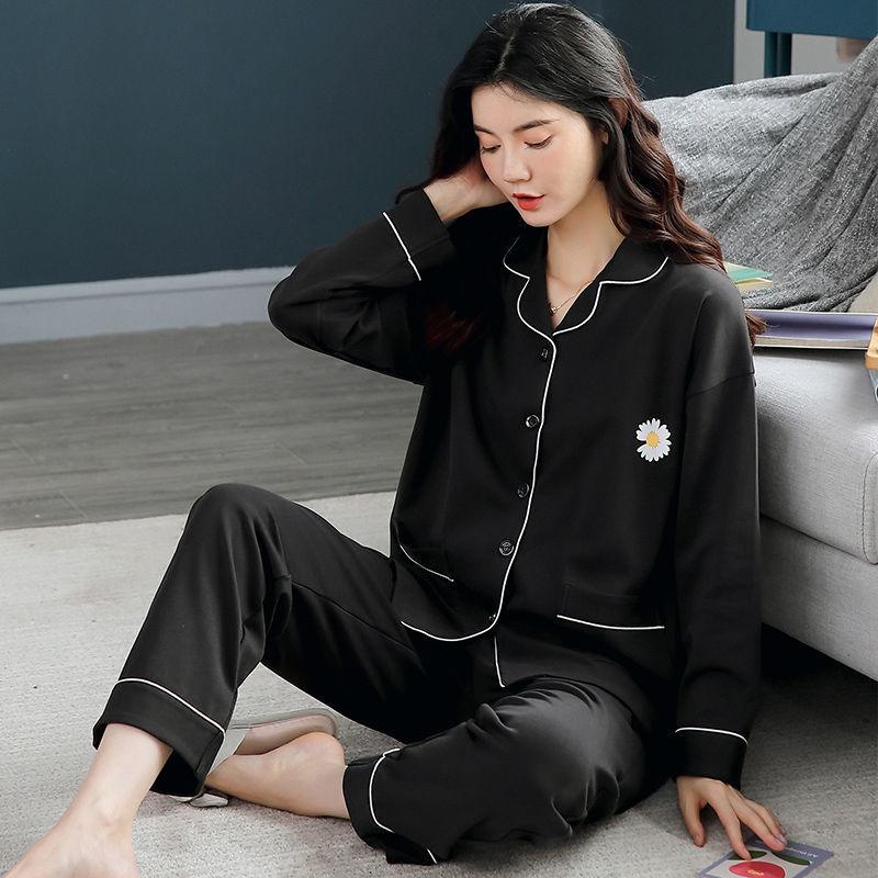 Can Be Worn Outside Home Clothes Cotton Pajamas Women's Spring and Autumn Long-sleeved Suit Plus Size Pajamas Summer Women's Thin Pajamas