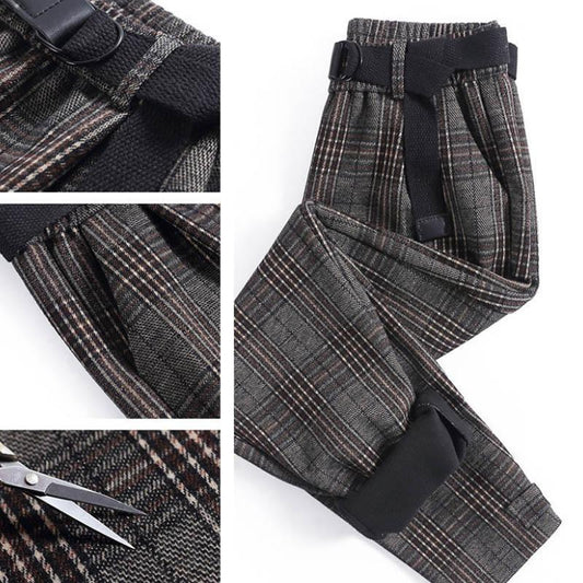 Plaid Trousers Women's Straight Loose Autumn and Winter Models High-waisted Thin Plus Velvet Thick Woolen Trousers Women's Harem Pants