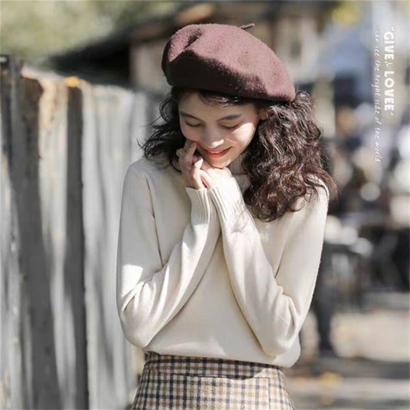 Autumn and Winter Women's Half-high Neck Pullover Sweater Long-sleeved Knitted Bottoming Shirt Slim All-match Blouse Women