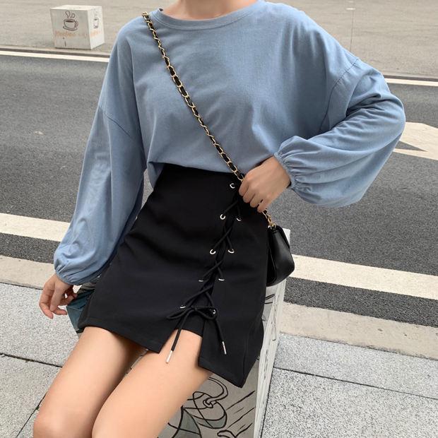 Sexy Strappy Skirt High Waist A-line Skirt College Style Slim Skirt Bag Hip Summer Mini Skirt