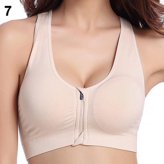 Ladies Sports Bra Zipper Elastic Shock Absorbing Sweat Absorbing Comfortable Running Gym Yoga Push Ups Padded Fitness Vest