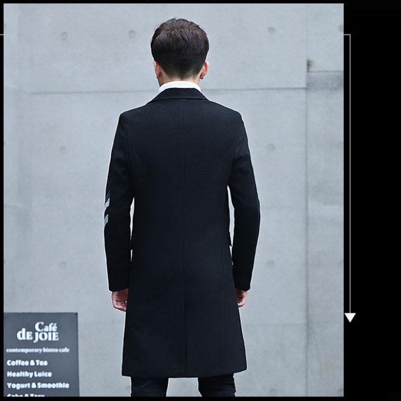 Spring & Fall Wool Coat Men Casual Slim Windbreaker V-neck Business Jacket Trend Comfortable Parka Long