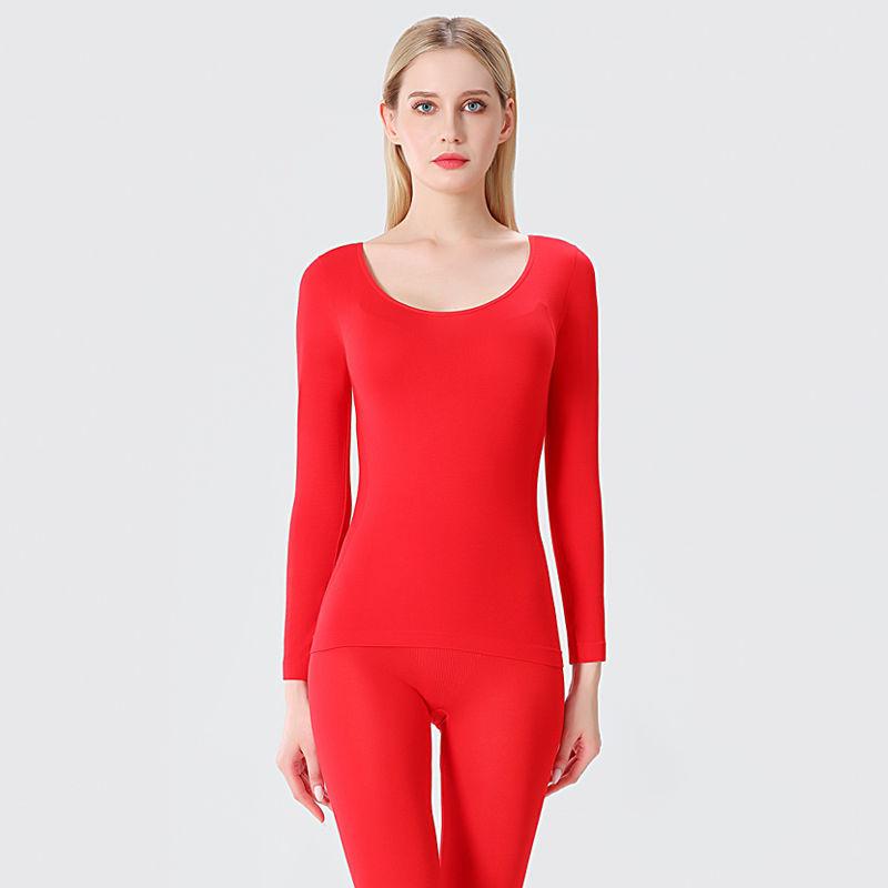 Women Plus Size Winter Thermal Underwear Autumn Clothes O-neck Tight Suit Thicken Windproof Comfortable Soft Lining Long Sleeve High Elasticity Slim