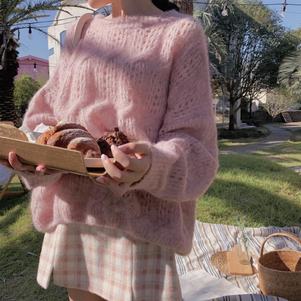 White Chic Pullover Sweater Autumn Long Sleeve Sweater O-neck Casual Pullovers Women Jumper Sweet Sweater
