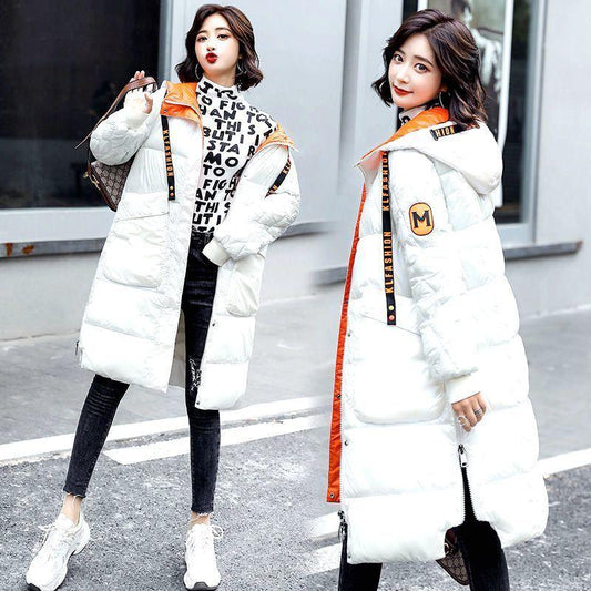 Trendy Autumn and Winter Plus Size Women's Padded Jacket Mid-length Shiny Warm Cotton Jacket