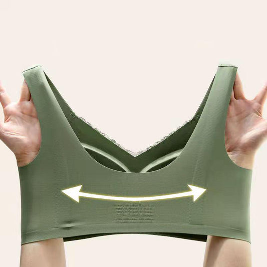 Women's Latex Seamless Beauty Back Underwear No Steel Ring Lace Sexy Bra Anti-sagging Sports Vest Type Fitness Sports Bra Yoga Push Up Bra Top