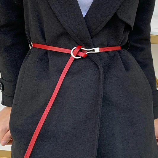Ladies Leather Decorative Belt Knotted Cowhide Dress Thin Belt Korean Skirt Belt Girls Belt Decorative Belt