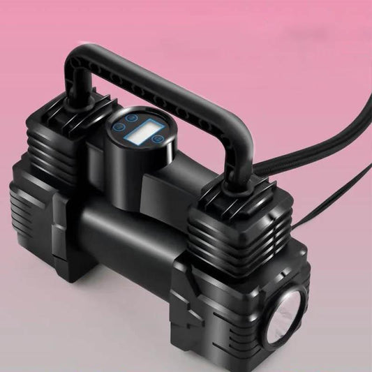 Car Inflatable Pump 12V Portable Car Double-cylinder Electric Air Pump High Power Preset Tire Pressure Band Digital Display Screen