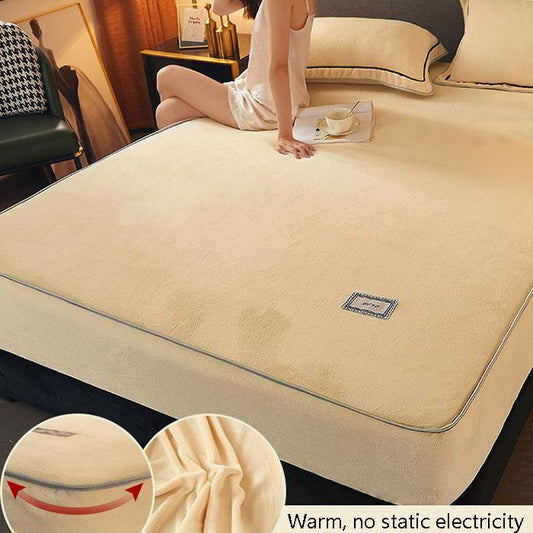 3pcs/set Winter Coral Fleece Bedspread Thick Warm Flannel Mattress Cover Non-slip Bedspread Protective Cover