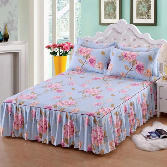 Korean Version of Wedding Bed Cover Bed Sheet Dustproof Simmons Protective Cover Thick Twill Sanding Bed Skirt Non-slip Bedspread