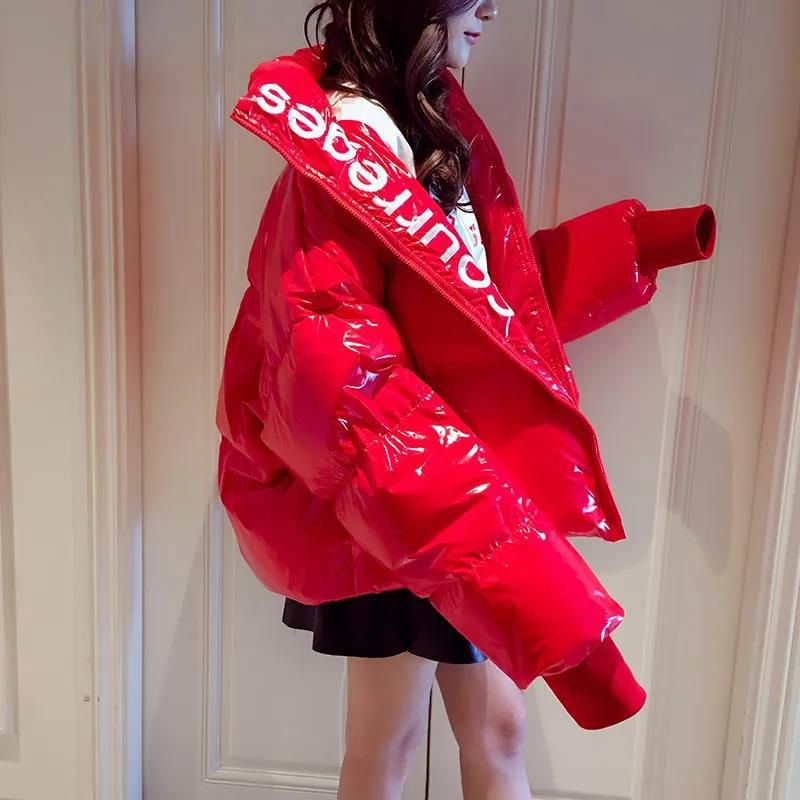Thickened Shiny Cotton Jacket Women's Short Coat Loose Warm Cotton-padded Jacket Bread Jacket Stand-up Collar Without Hood Cotton Jacket