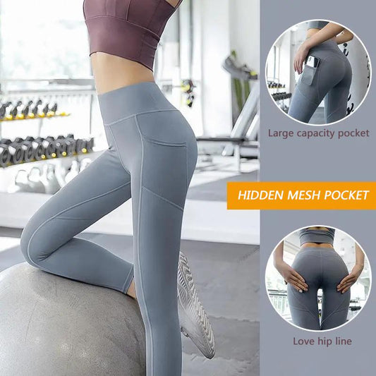 Women's Waist Breasted Yoga Pants High Waist Tight Bodybuilding Push-ups Gym Pants Leggings Gym Pants Jogging Pants Peach Butt Trouser-free Pants