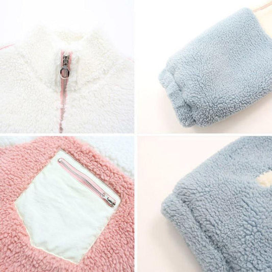 Autumn and Winter Stand-collar Lamb Velvet Jacket Winter Female Plus Velvet Thickening Student Campus Wind Casual Korean Jacket