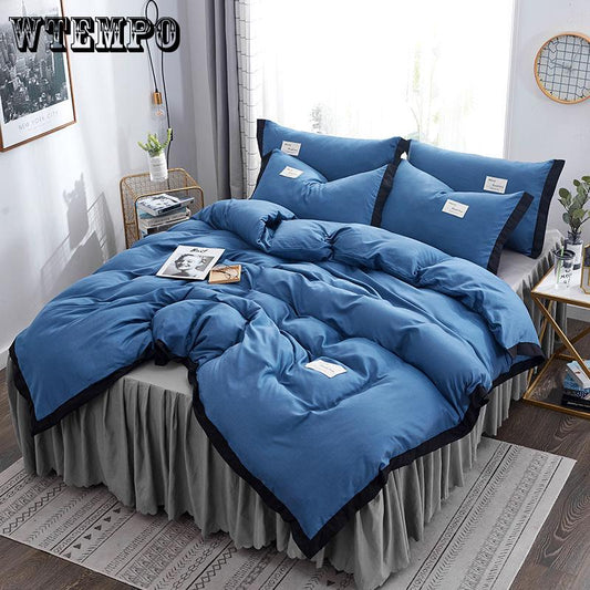 New 100% Cotton Pure Princess Bedding set Tassels Duvet Cover Bed Sheet Pillowcases Big back