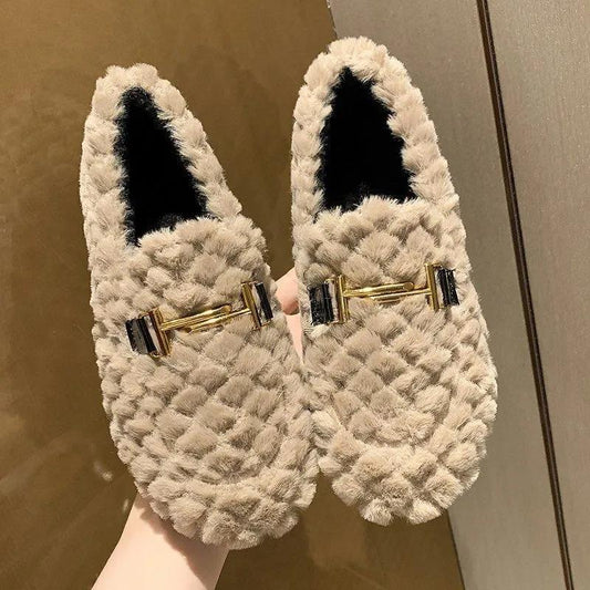 Autumn and Winter Women's Plush Shoes Plus Velvet Cotton Shoes Short Plush Ankle Boots