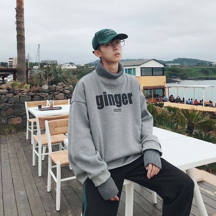 Winter Warm Plus Velvet High Neck Sweater Men's Loose Plus Velvet Windproof Sweater Jacket
