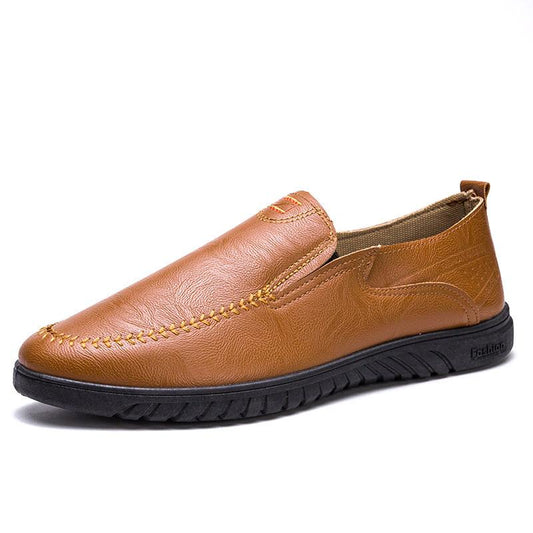 Men's Leather Shoes Spring Summer Large Size Soft Sole Doudou Shoes Korean Version Business Men Casual Shoes Driving Single Shoes