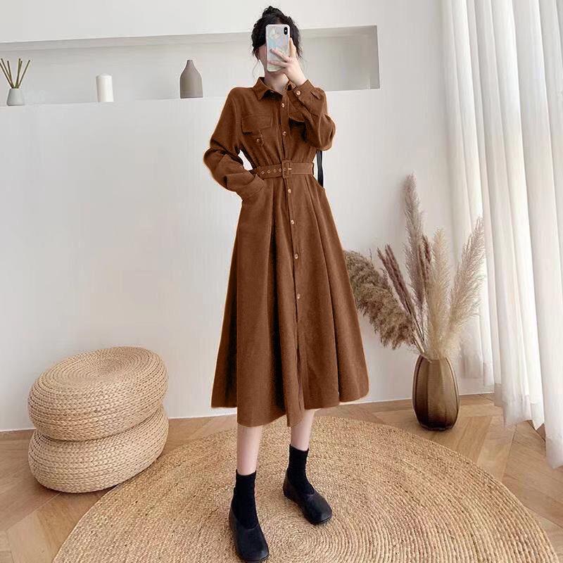 Spring Sweet Retro Bowknot Female Dress Temperament Was Thin Female Student Dress Korean Version of The Wild Mid-length A-line Skirt