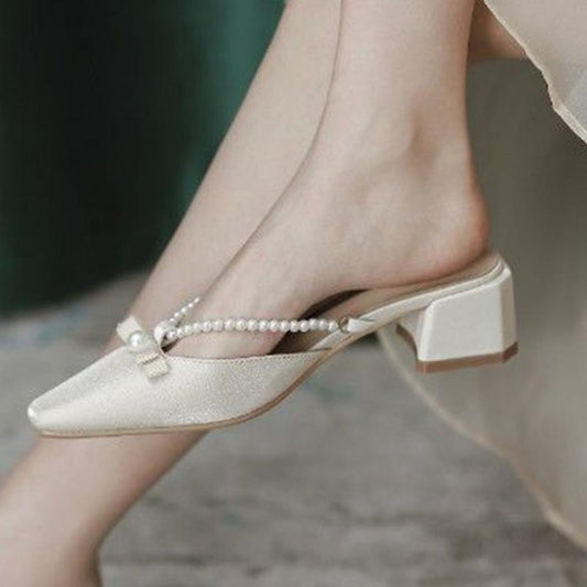 Fairy Sandals Gentle Single Shoes French Niche Sandals Baotou Half-toe Shoes Women's Summer Wear Mules