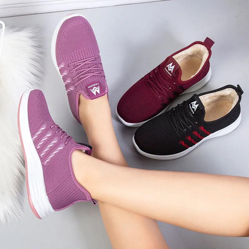 Winter Plus Velvet Warm Sports Casual Shoes Korean Version of All-match Flat Shoes Running Shoes