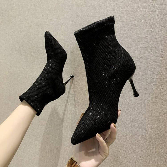 Fashion Ankle Boots Women Pointed Toe High Heel Short Boots Ladies Shoes Winter Martin Boots
