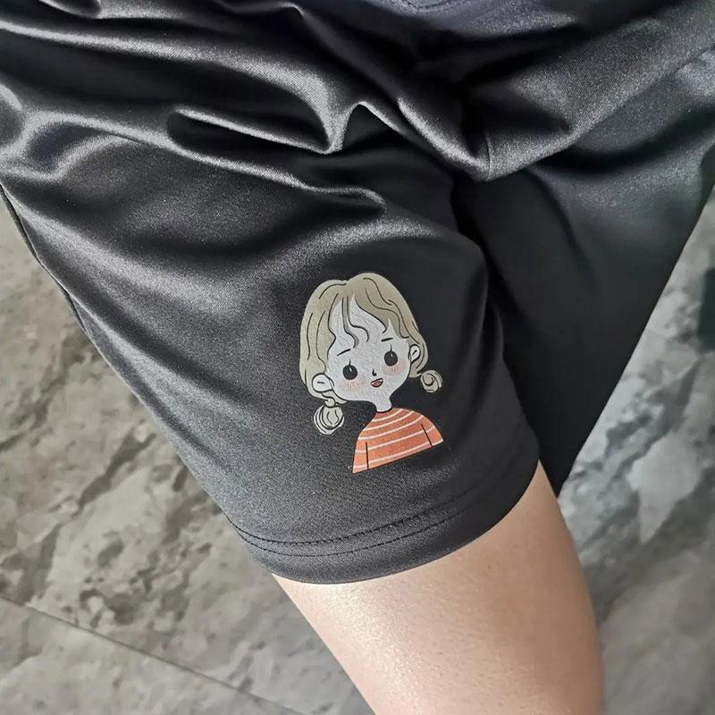 Women's Cute Print Shorts Summer Loose Wide-leg Sports Short Pants Thin Five-point Pants Girls Show Thin Casual Shorts Ins Short Pants