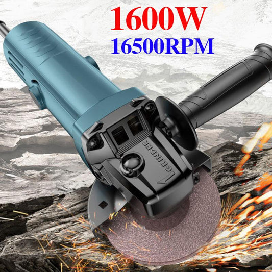 1600W Wired Angle Grinder Handheld Cutting Machine Multifunctional Electric Grinder 16500RPM Polisher