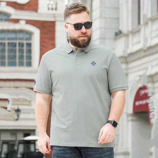 Extra Large Size Men's Plus Fat Plus Size Business Casual Short-sleeved Men's Shirt Summer Fat Lapel T-shirt