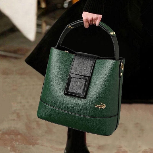 Crocodile Bucket Bag Female Trend Fashion Soft Leather Shoulder Messenger Bag Wild Large-capacity Handbag