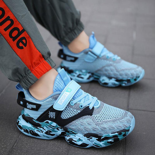 Children's Shoes, Boys' Summer and Autumn Flying Woven Breathable Mesh Sneakers, Trendy Boys, Big Children's Net Shoes