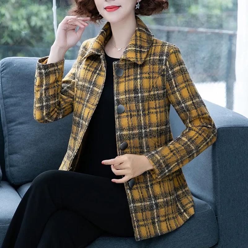 Mother's Woolen Coat Spring and Autumn Women's Short Small Suit Middle-aged and Elderly Woolen Top
