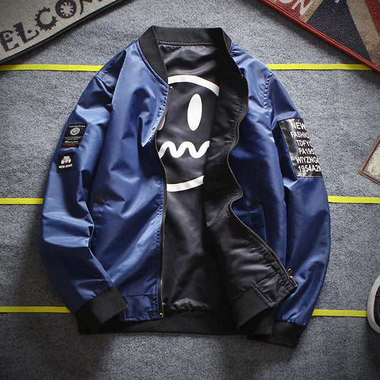 Spring, Autumn and Winter Men's Fashion All-match Jacket, Baseball Uniform, Stand-up Collar Plus Size Jacket