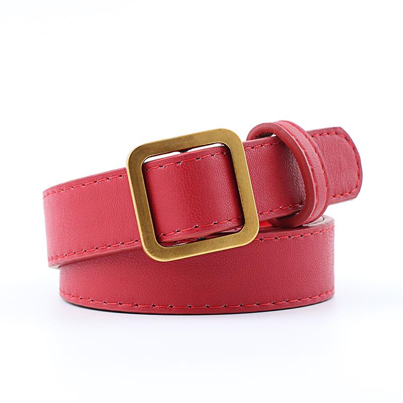Golden Square Buckle Belt Retro Popular Non-porous Soft Belt Jeans with Women