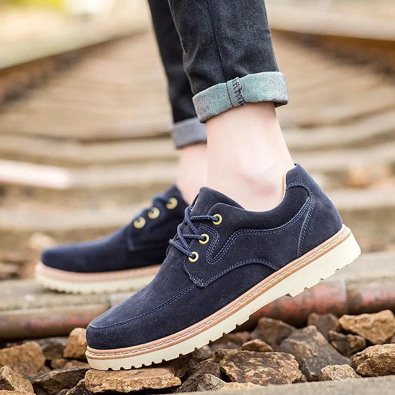 Spring and Autumn Men's Low Top British Shoes Logging Shoes Casual Sneakers Outdoor Workwear Shoes All-match Leather Shoes Men's Shoes