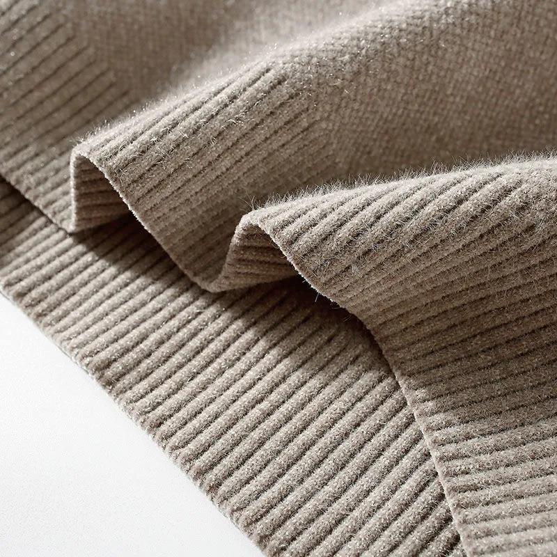 Sweater Men's Autumn and Winter Half High Neck Men's Sweater Knit Sweater Winter Plus Velvet Thick Sweater