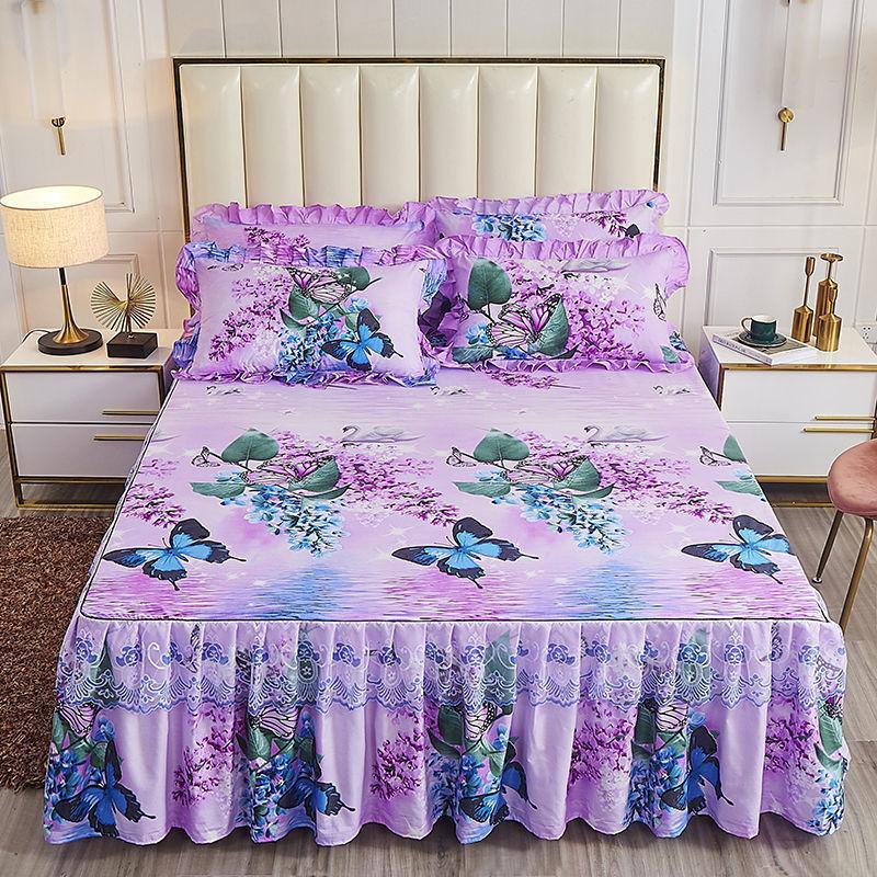 3pcs/set Lace Bed Skirt Korean Four Seasons One-piece Bedspread Cute Princess Style Sheets