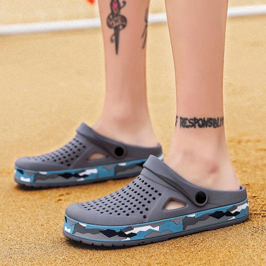 Summer men's casual slippers personality big head sandals anti-skid shoelace heel dual-use sandals