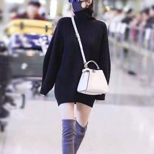 Autumn and Winter Fashion Trend Knitted Sweater Dress Ladies Long Sleeve Mini Sexy Elegant Evening Dress
