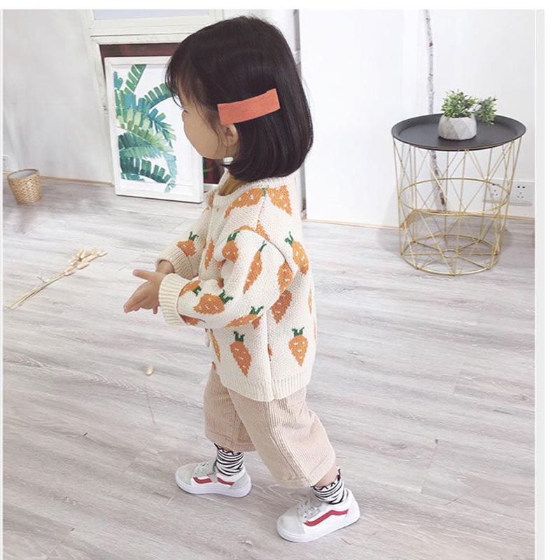 Autumn Girl Baby Sweater Korean Round Neck Long Sleeve Knit Cardigan Children Thicken Jacket