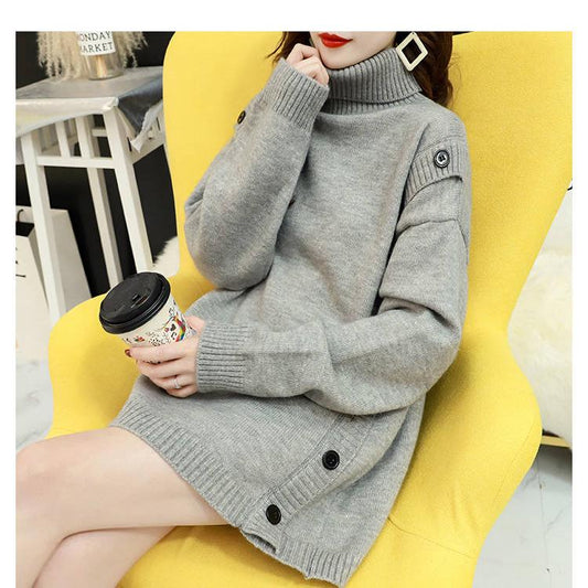 Autumn and Winter Turtleneck Women's Fashion Loose Knitted Long-sleeved Pullover Sweater
