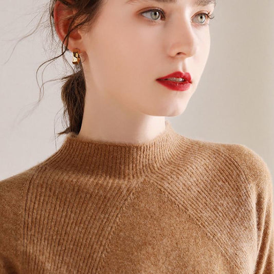 Turtleneck Half High Neck Women's Sweater Autumn and Winter Thickening Warmth Slim Bottoming Shirt Comfortable and Elegant Sweater Top